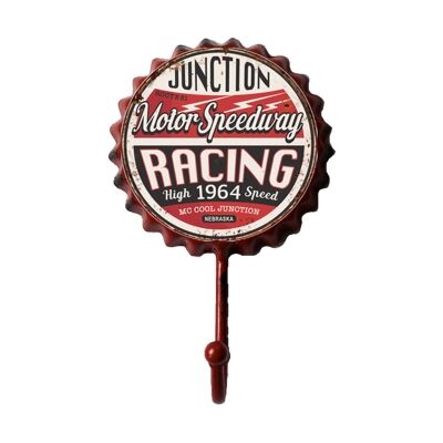 Retro Tin Bottole Cap Wall Hook, Motor Speedway Racing