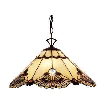 Benita Tiffany Style Stained Glass Hanging Lamp, Beige