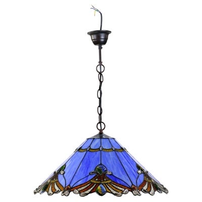 Benita Tiffany Style Stained Glass Pendant Light, Periwinkle