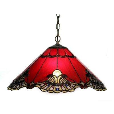 Benita Tiffany Style Stained Glass Hanging Lamp, Red