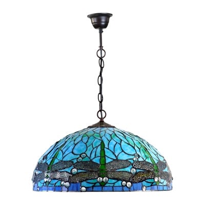 Sylvia Dragonfly Tiffany Style Stained Glass Pendant Light