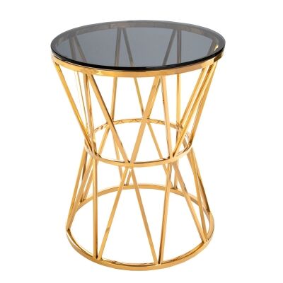 Maximus Glass Topped Stainless Steel Side Table
