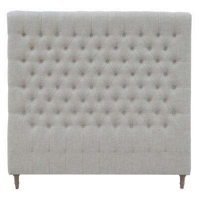 Chesterfield II Tufted Linen Fabric Bed Headboard, Queen, Natural