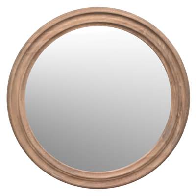 Angie Oak Timber Frame Round Wall Mirror, 100cm, Weathered Oak