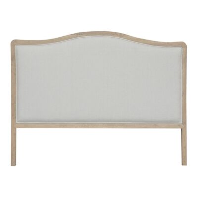 Maison Linen & Oak Timber Bed Headboard, King, Weathered Oak / Oatmeal