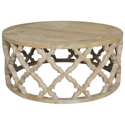 Sirah Recycled Timber Round Coffee Table, 90cm
