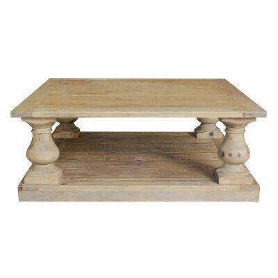 Balustrade Recycled Pine Timber Square Coffee Table, 120cm