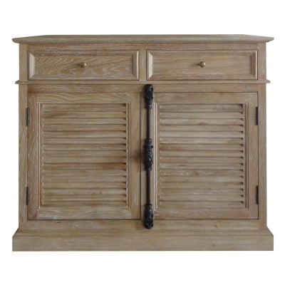 Newton Oak Timber 2 Door 2 Drawer Sideboard, 110cm, Lime Washed Oak