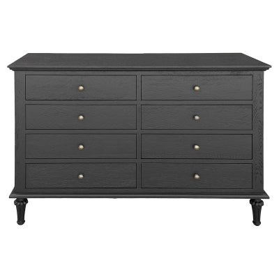 Emmerson II Oak Timber 8 Drawer Dresser, Black Oak