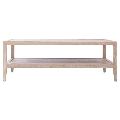 Mauvoisin Oak Timber Coffee Table, 127cm, Lime Washed Oak