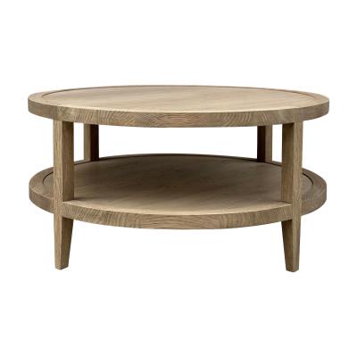 Mauvoisin Oak Timber Round Coffee Table, 90cm, Weathered Oak