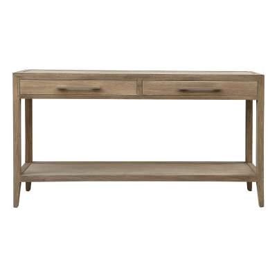 Mauvoisin Oak Timber Console Table, 150cm, Weathered Oak