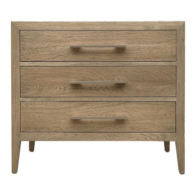Mauvoisin Oak Timber 3 Drawer Side Table, Large, Weathered Oak