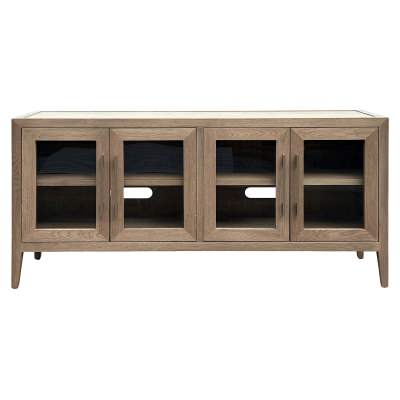 Mauvoisin Oak Timber 4 Door TV Unit, 153cm, Weathered Oak