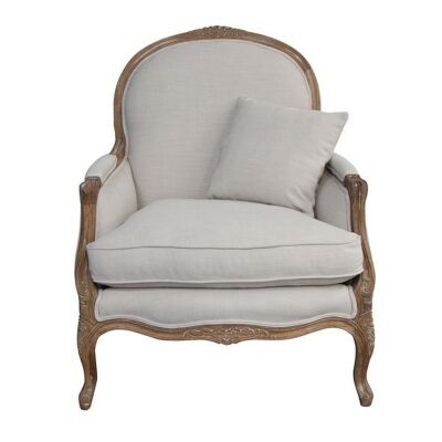 Elenor Linen Fabric & Oak Timber Armchair, Oatmeal