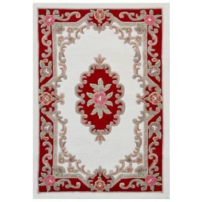 Avalon French Aubusson Wool Rug, 150x240cm, Ivory / Red