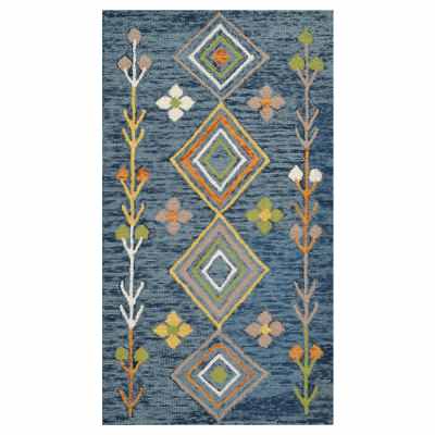 Decotex No.6451 Hand Tufted Designer Wool Rug, 80x150cm, Blue