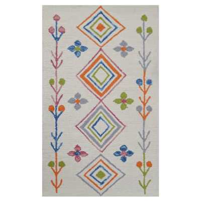 Decotex No.6451 Hand Tufted Designer Wool Rug, 80x150cm, Ivory