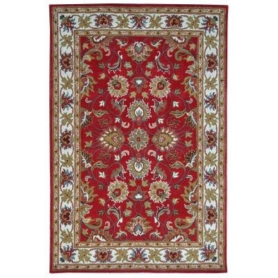 Shana Handmade Wool Kashan Rug, 160x110cm, Red / Ivory