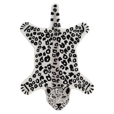 Jungle Snow Leopard Handwoven Kids Wool Rug, 110x160cm