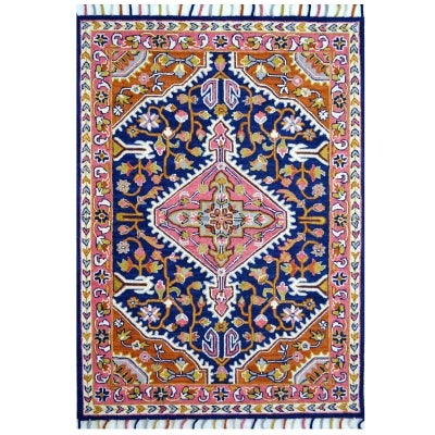 Lyon No.6300 Hand Tufted Bohemian Wool Rug, 110x160cm, Navy