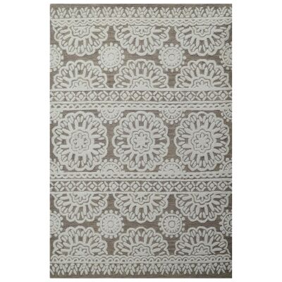 Mandala No.6211 Modern Wool Rug, 230x160cm, Ivory / Taupe
