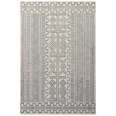 Nile No.6214 Designer Wool Rug, 160x110cm, Ivory / Grey