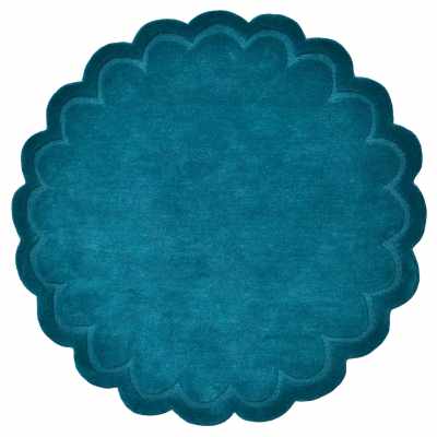 Rivoli Hand Tufted Wool Round Rug, 160cm, Turquoise