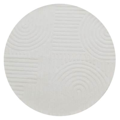 Unity No.6230 Handwoven Wool Round Rug, 160cm, Ivory