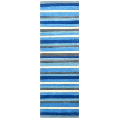 Xylo Handwoven Designer Wool Runner Rug, 80x300cm, Blue
