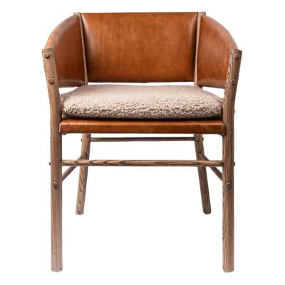 Boston Leather & Timber Carver Chair