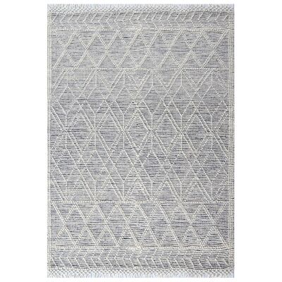 Aura No.6234 Flat Woven Wool Rug, 110x160cm, Ivory / Black