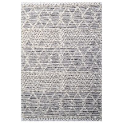 Aura No.6235 Flat Woven Wool Rug, 80x150cm, Ivory / Black