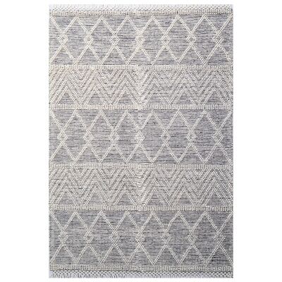 Aura No.6235 Flat Woven Wool Rug, 160x230cm, Ivory / Black