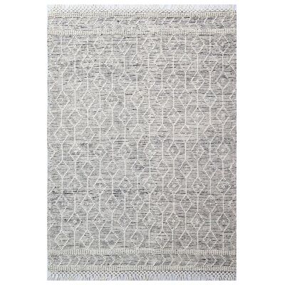 Aura No.6237 Flat Woven Wool Rug, 80x150cm, Ivory / Black