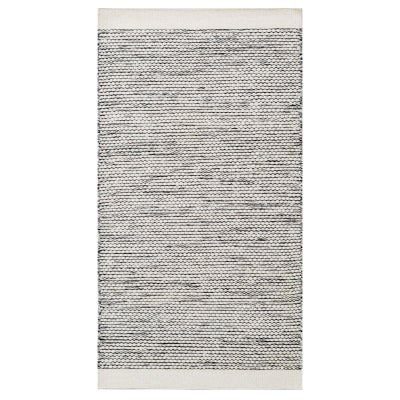 Boondi Handwoven Wool Rug, 80x150cm, Ivory / Black