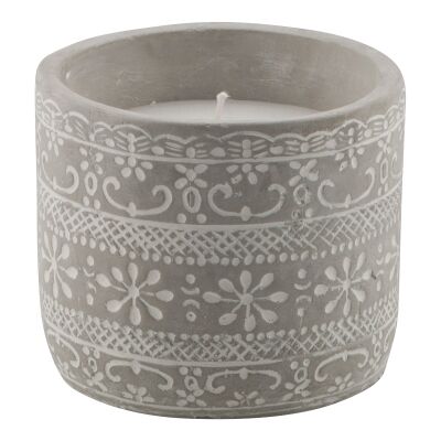 Gladstone Cement Candle Pot with Wax, Large