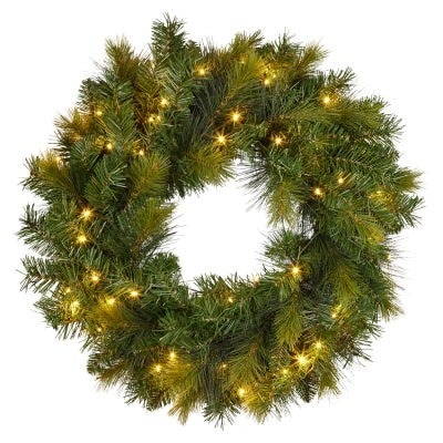 Evergreen LED Light Up Artificial Christmas Wreath, 60cm