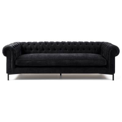 Harrison Fabric Chesterfield Sofa, 3 Seater, Black