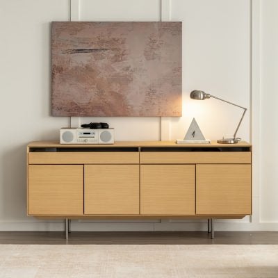 Kelis American White Oak 4 Door 2 Drawer Sideboard with LED Light, 180cm