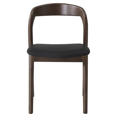 Ivalo Timber Dining Chair, PU Leather Seat, Walnut / Black
