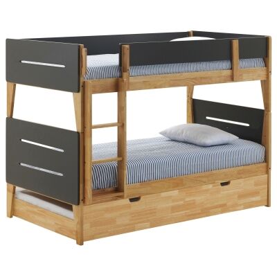 Irvine Wooden Bunk Bed with Trundle, King Single