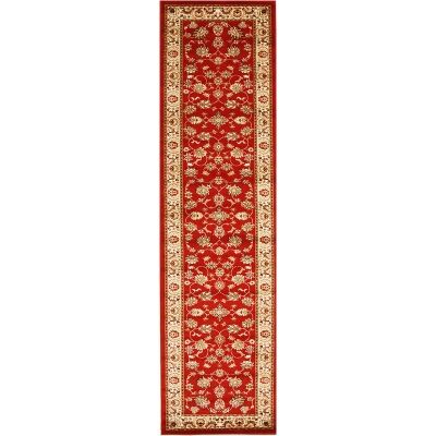 Istanbul Floral Turkish Made Oriental Runner Rug, 300x80cm, Red