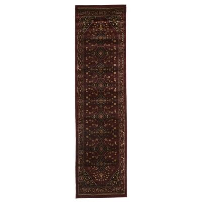 Istanbul Shiraz Turkish Made Oriental Rug, 300x80cm, Burgundy