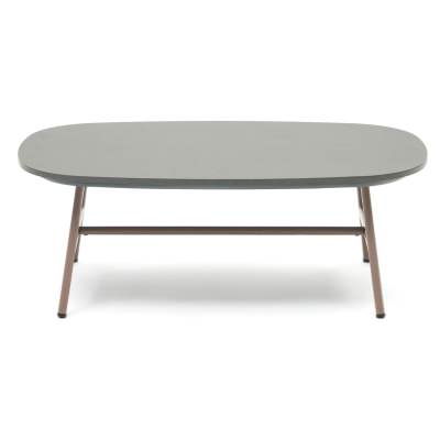 Bravon Polycement & Metal Alfresco Oval Coffee Table, 100cm, Grey / Mauve