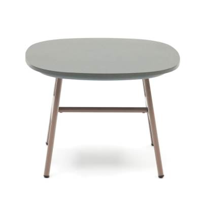 Bravon Polycement & Metal Alfresco Side Table, Grey / Mauve