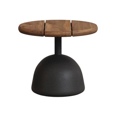Shira Acacia Timber & Cement Outdoor Round Coffee Table, 43cm, Walnut / Black