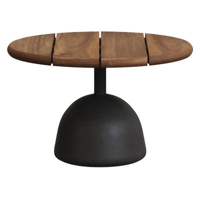 Shira Acacia Timber & Cement Outdoor Round Coffee Table, 55cm, Walnut / Black