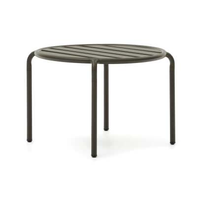 Conlar Metal Outdoor Round Side Table, Dark Khaki Green