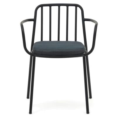 Bravon Metal Alfresco Carver Dining Chair, Black